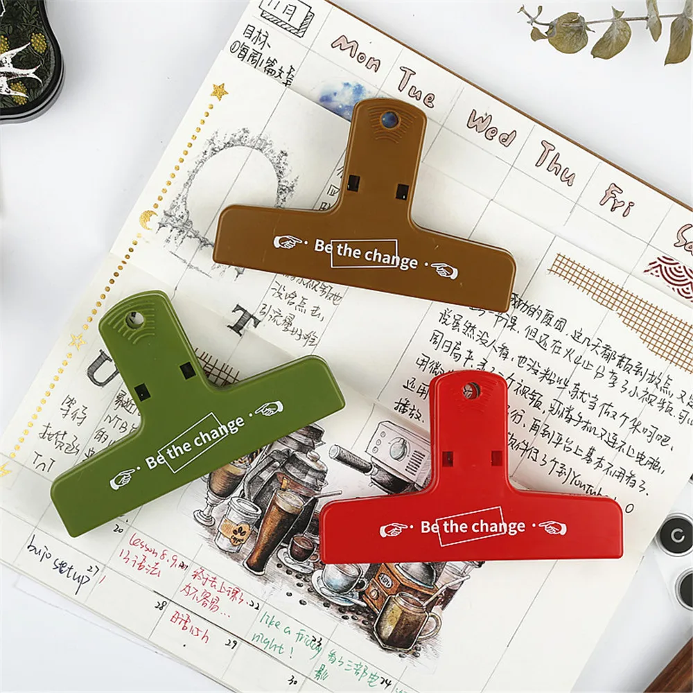 

Retro Style Binder Clips Colorful Plastic Notebook Planner Clips Photo Tickets Documents Clamp Receipt Holder Office Accessories