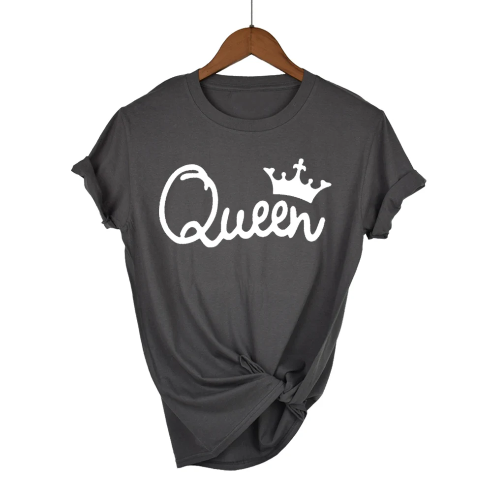 Женская футболка с принтом короны Queen Couples летняя круглым вырезом 100% хлопок