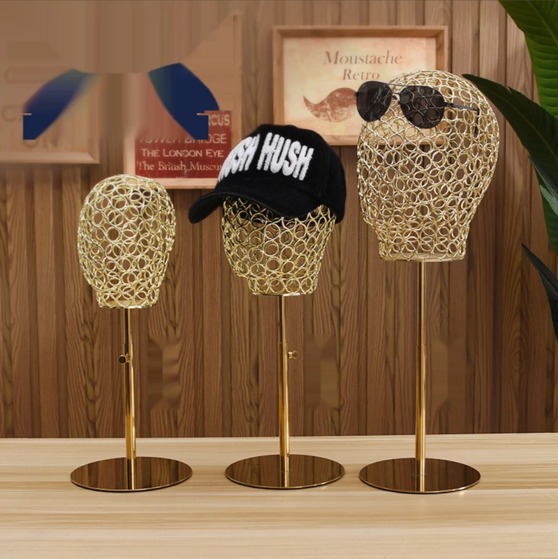 Регулируемый Золотой металлический мужской женский манекен головной убор