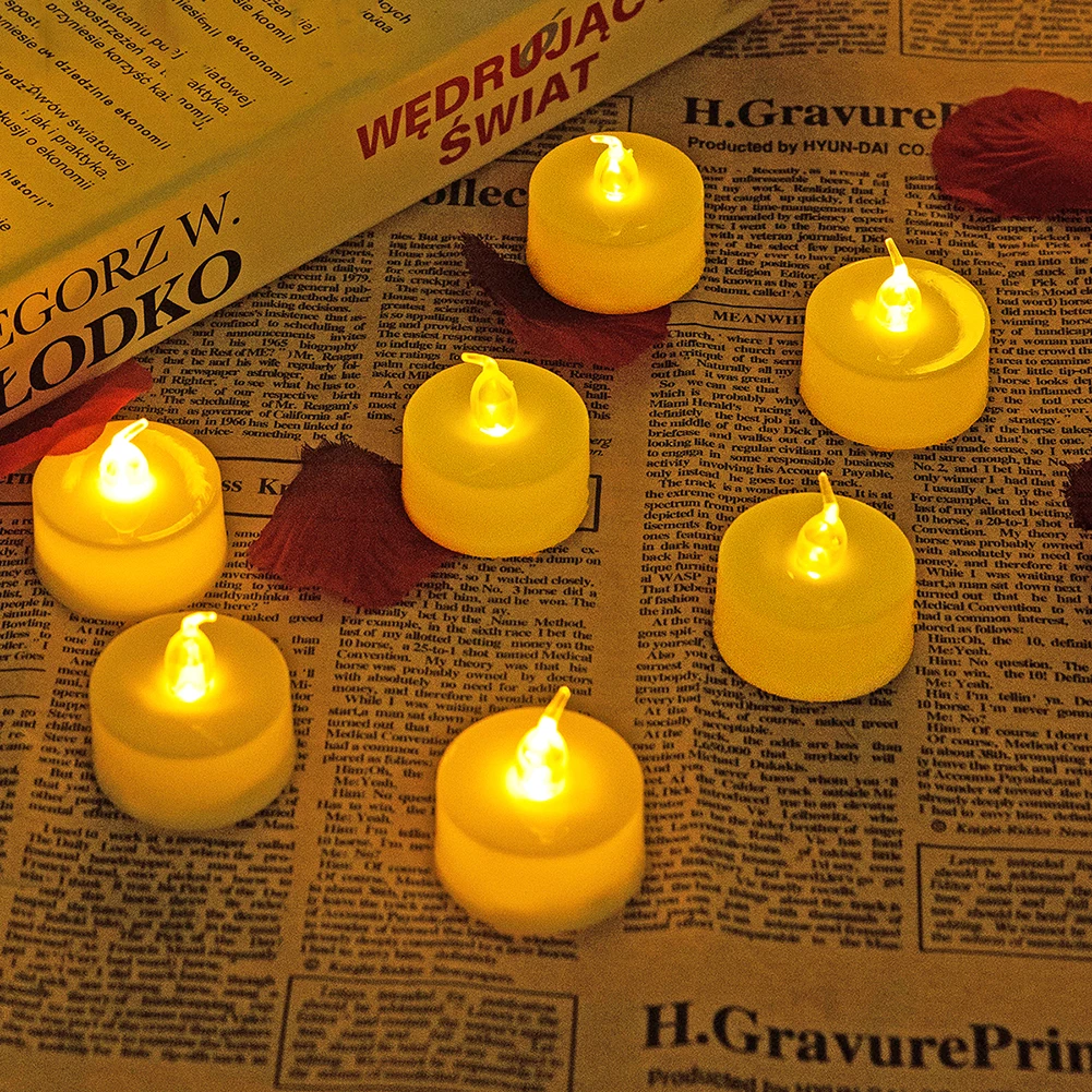 

Пластиковая светодиодная Электронная свеча, маленький светильник в виде воска для чая, Рождественское украшение, комнатная лампа для спаль...