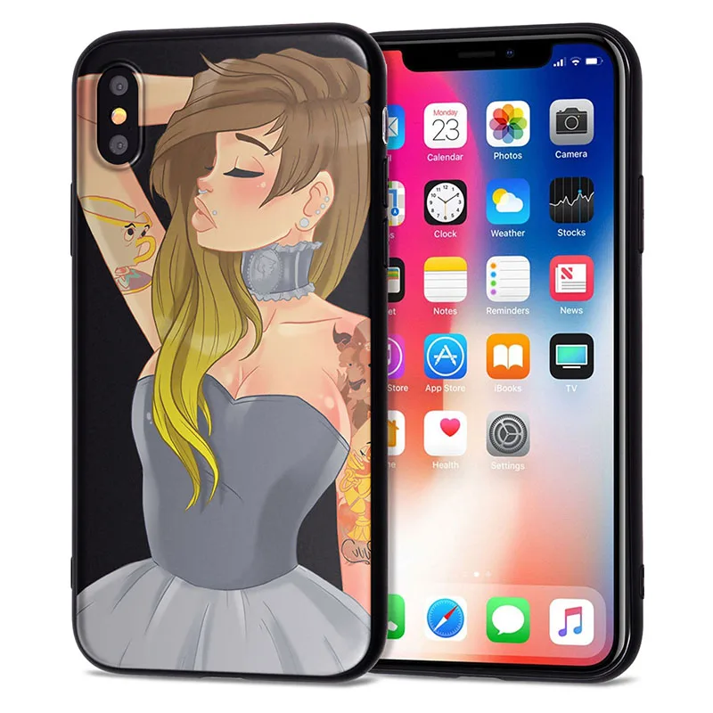 13 Чехол для iPhone 11 Pro, чехол для iPhone 5, 5S, 6, 6 S, 7, 8 Plus, X, XS, Max, тату, принцесса, чехол для iPhone 7, чехол из мягкого ТПУ для iPhone XR, чехол - Цвет: 13