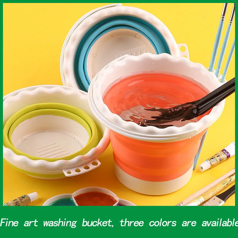 

Arrtx Scrubbing Bucket Paint Bucket Oil Resistant Collapsible Silicone Art Bucket Gouache Oil Painting Convenient Varnish Bucket