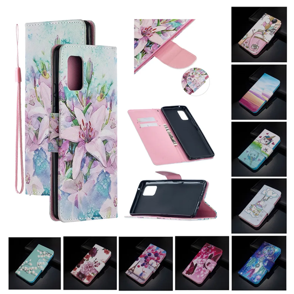 

A71 A51 Embossed Leather Case for Samsung Galaxy A72 A52 A42 A32 A12 A02S Fundas Flip Wallet Cover Folded Stand Shockproof Etui