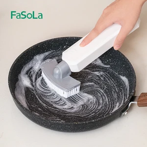 fasola dishwashing sponge brush with bottle washing dishes and pan kitchen supplies convenience household cleaning gadgets tools free global shipping