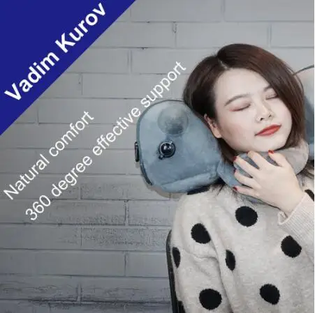 Надувная U-образная подушка для шеи путешествий офиса самолета вождения