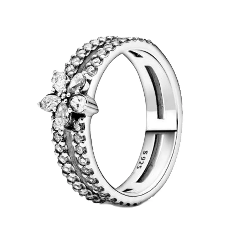

2020 New Winter 925 Sterling Silver Ring Sparkling Snowflake Rings Women Engagement Anniversary Jewelry