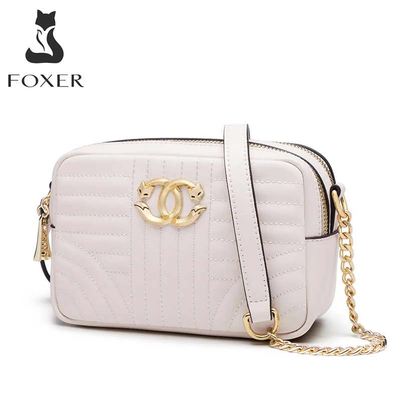 Простая уличная сумка FOXER из воловьей кожи через плечо для женщин Модные