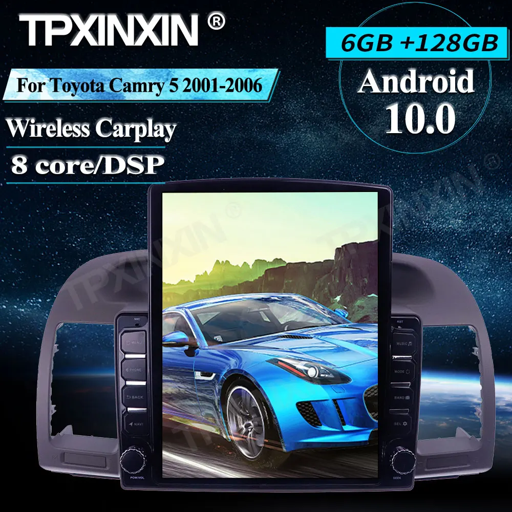 구매 테슬라 자동차 멀티미디어 플레이어, 안드로이드 무선 카플레이 스테레오 수신기 라디오 자동차 GPS 네비게이션, 6 + 128 도요타 캠리 5 2001-2006