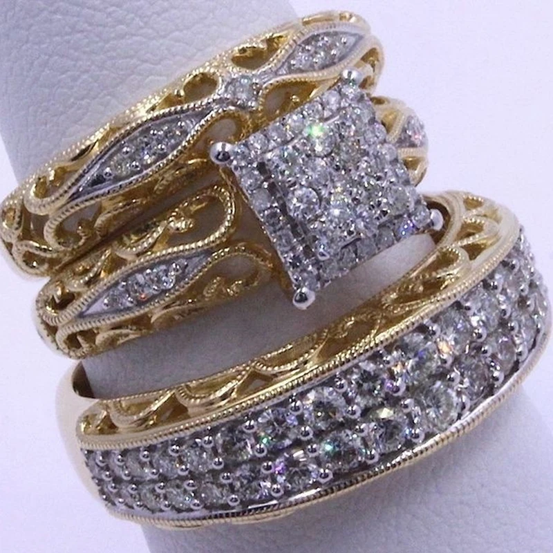 3 шт./компл. великолепные брендовые ювелирные изделия из желтого золота камень