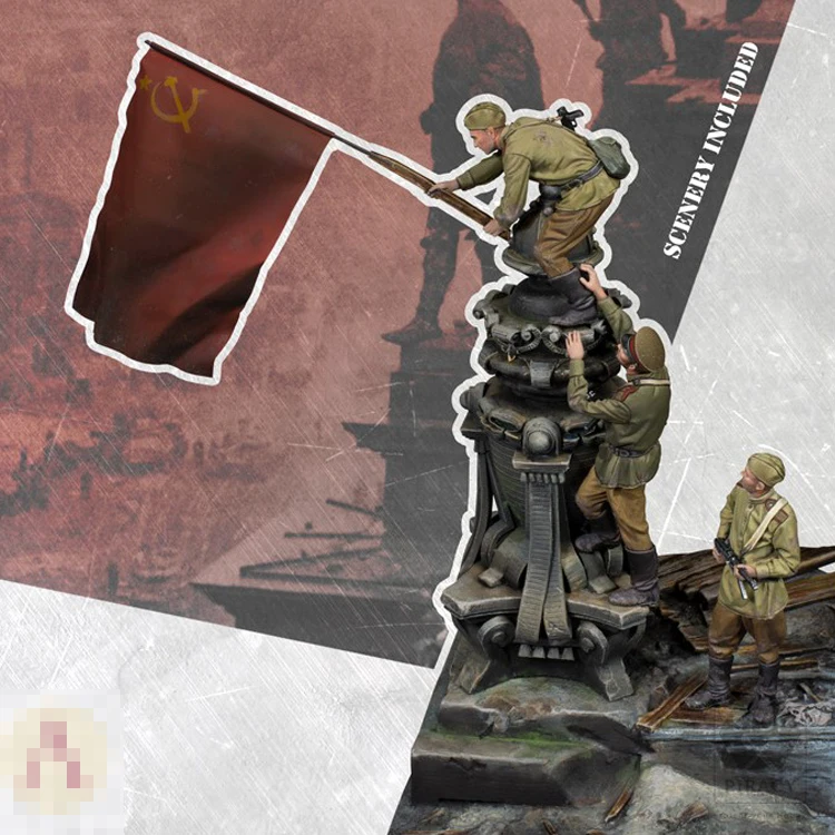 

1/35 Смола Модель фигурка GK солдат флаг над берлинскими сценами, включая военную тему Второй мировой войны, в разобранном и неокрашенном набо...