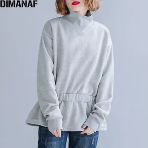 Женская толстовка с воротником-хомутом DIMANAF, однотонный хлопковый пуловер большого размера, толстая Толстая кофта для осени и зимы