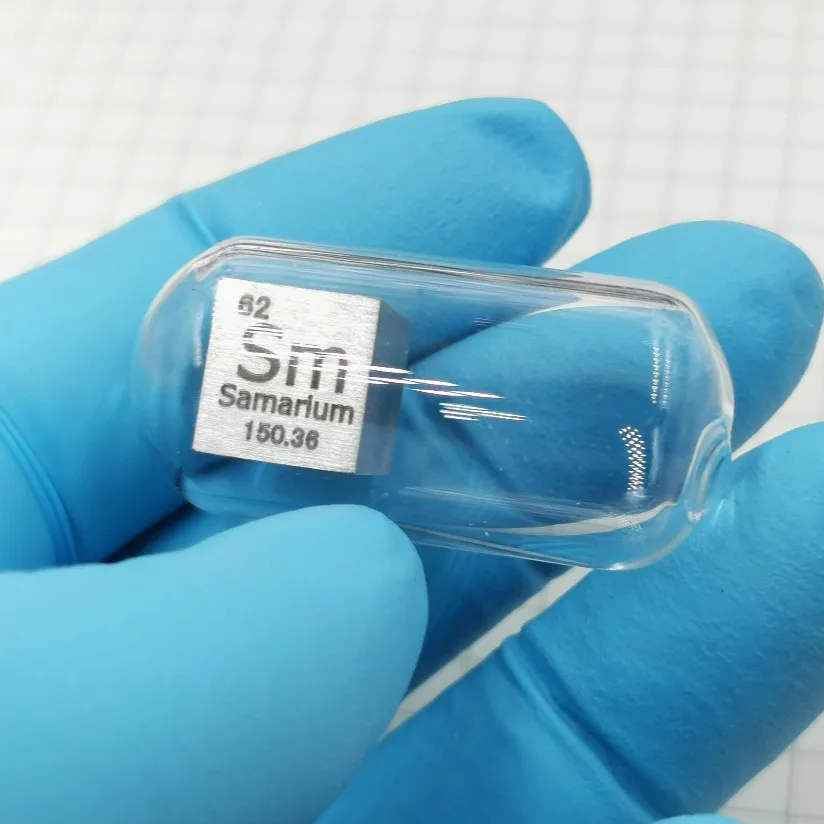Samarium Sm куб стеклянный уплотнитель чистый 99.9% Периодическая таблица