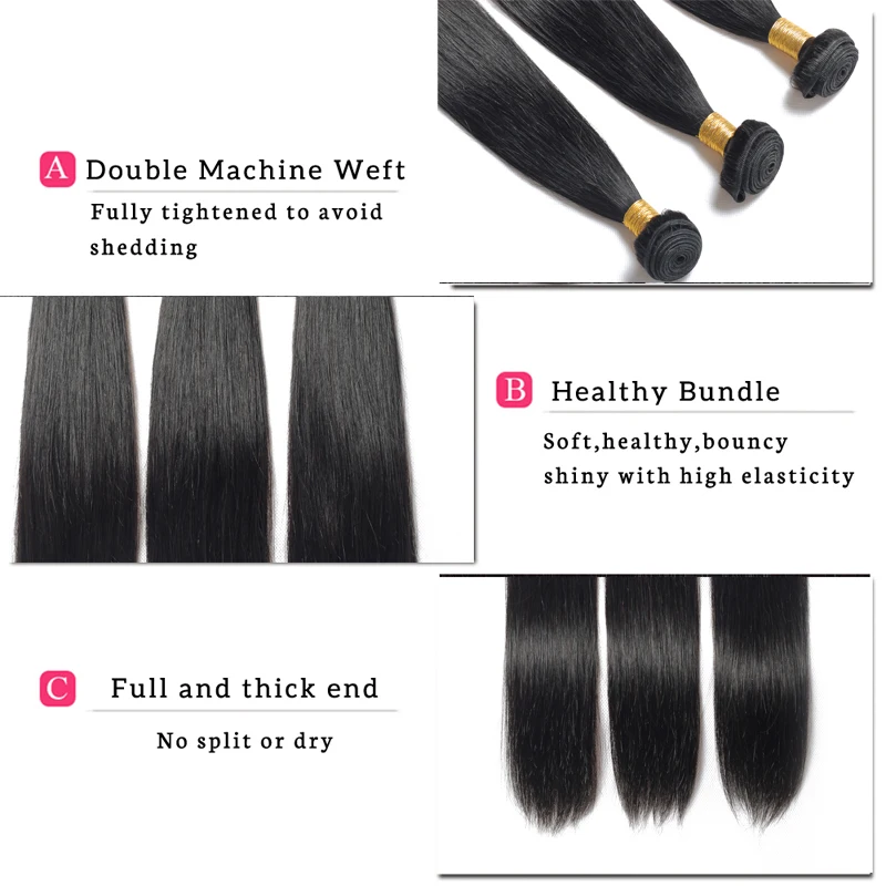 

YELO Brazilian Remy Hair Bundles 2pcs Straight With 13X4 Lace Frontal Ear To Ear Middle Ratio Natural Color Weaves