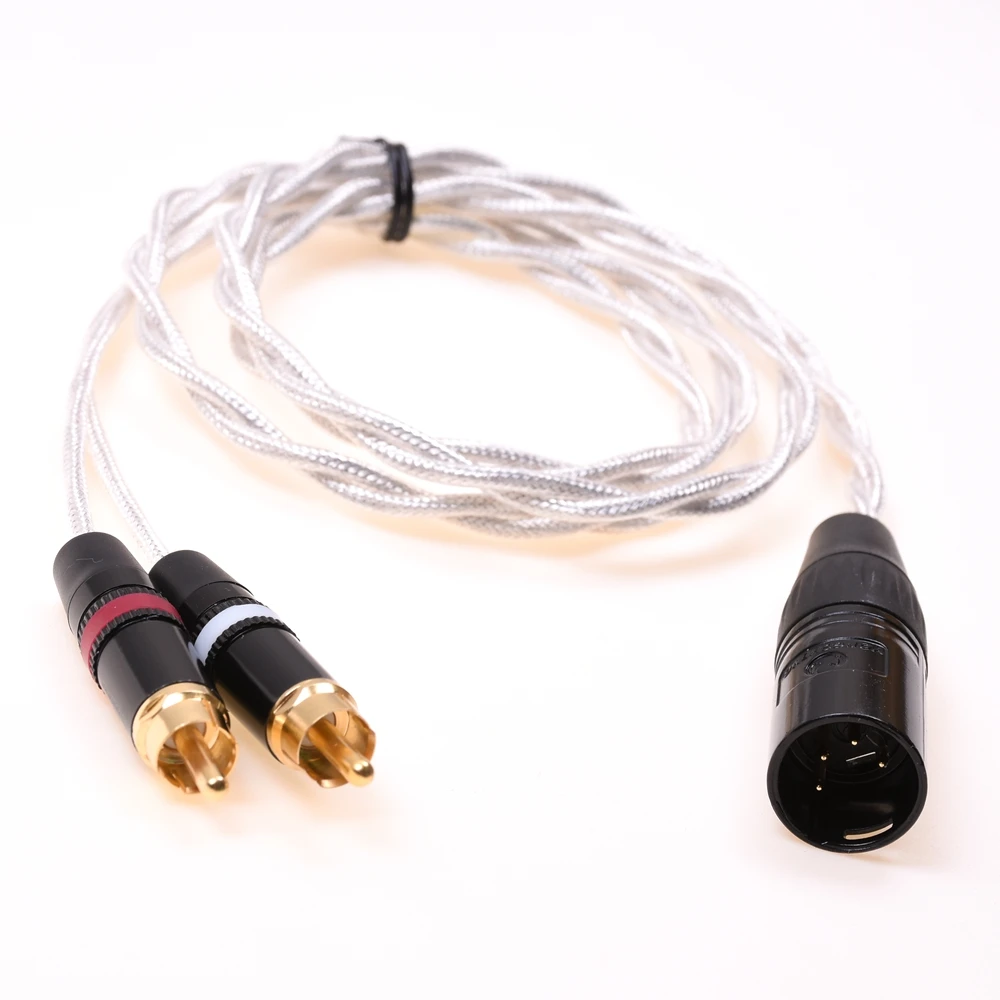 4pin XLR Male to Dual RCA Male Balanced Audio Cable Silver Plated Shield Cable Audio Adapter