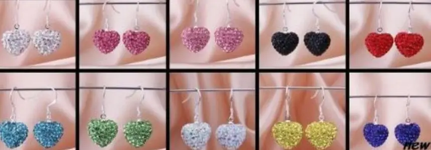 Серьги-подвески в виде сердца с кристаллами | Украшения и аксессуары