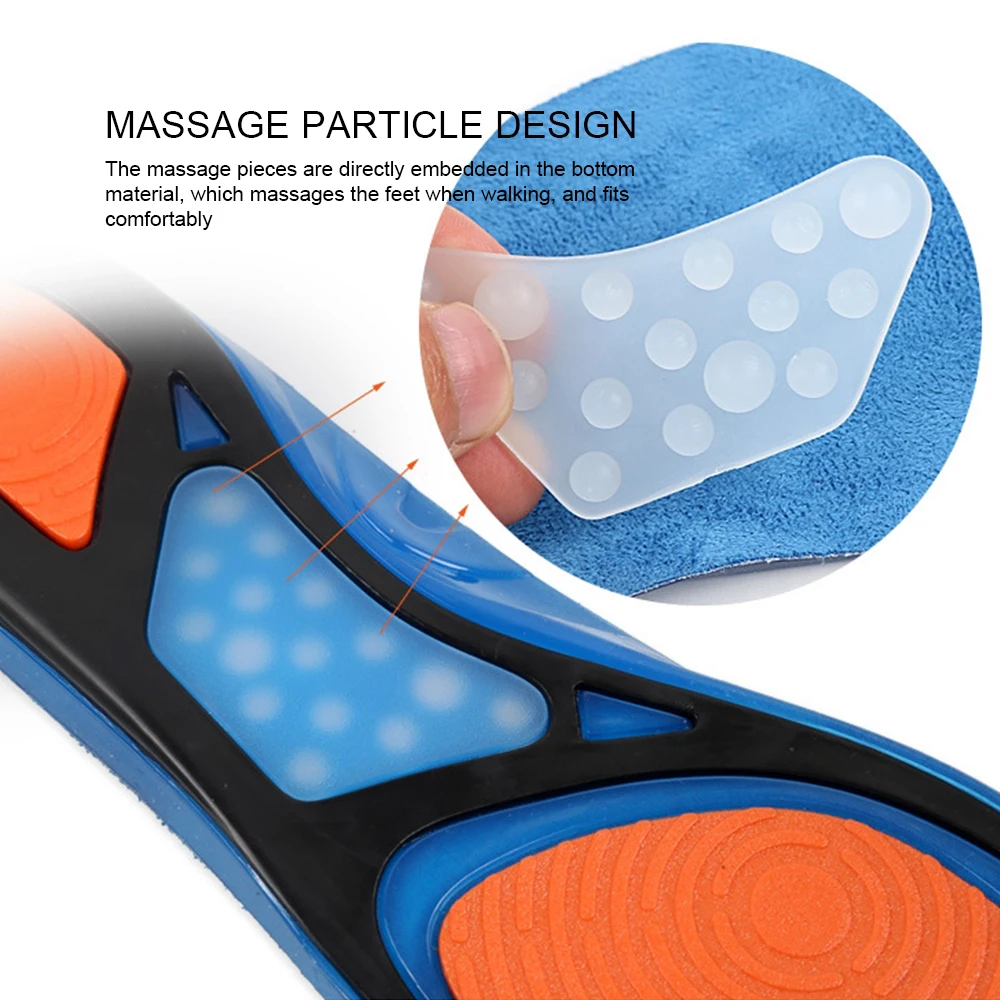 Silicone Sports Running Orthotic Insoles for Men Women High Quality Soft TPE Gel Pad Relieve Foot Pain Insoles With Elasticity