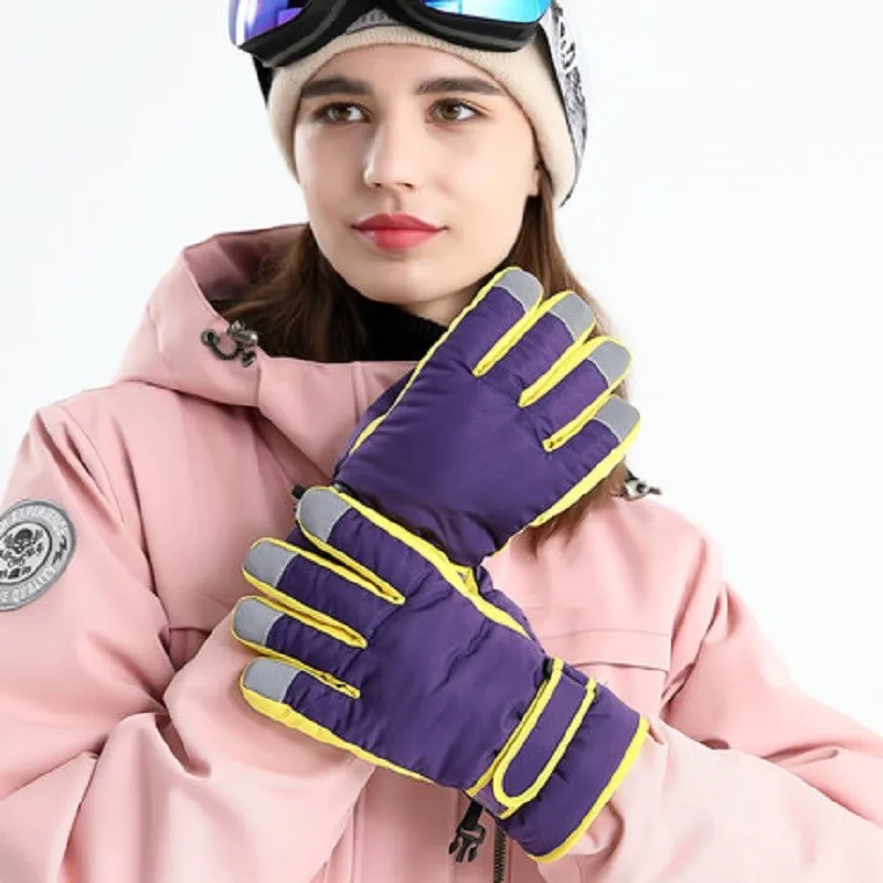 

Winter Thermal Gloves for Women Water-proof Reforce Reflective Reinforced Finger Tips Wind Screen Touch Thicken Cooton Liner