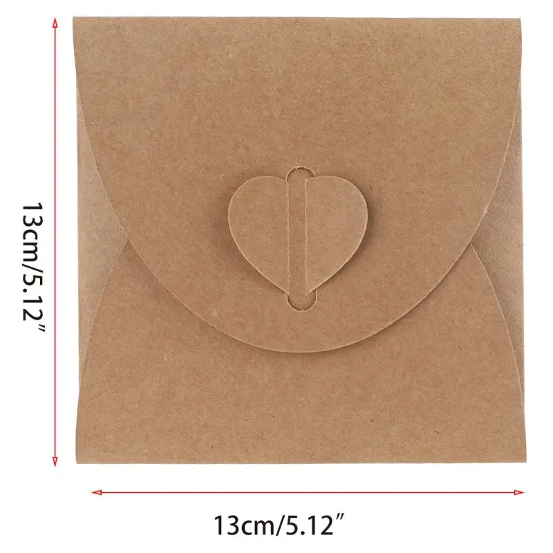 

57EC 50pcs 13x13cm Heart Kraft Paper Case Bag,Sleeves Discs DVD Packaging Bag Box Kraft for cd Case Cover Envelope for Part