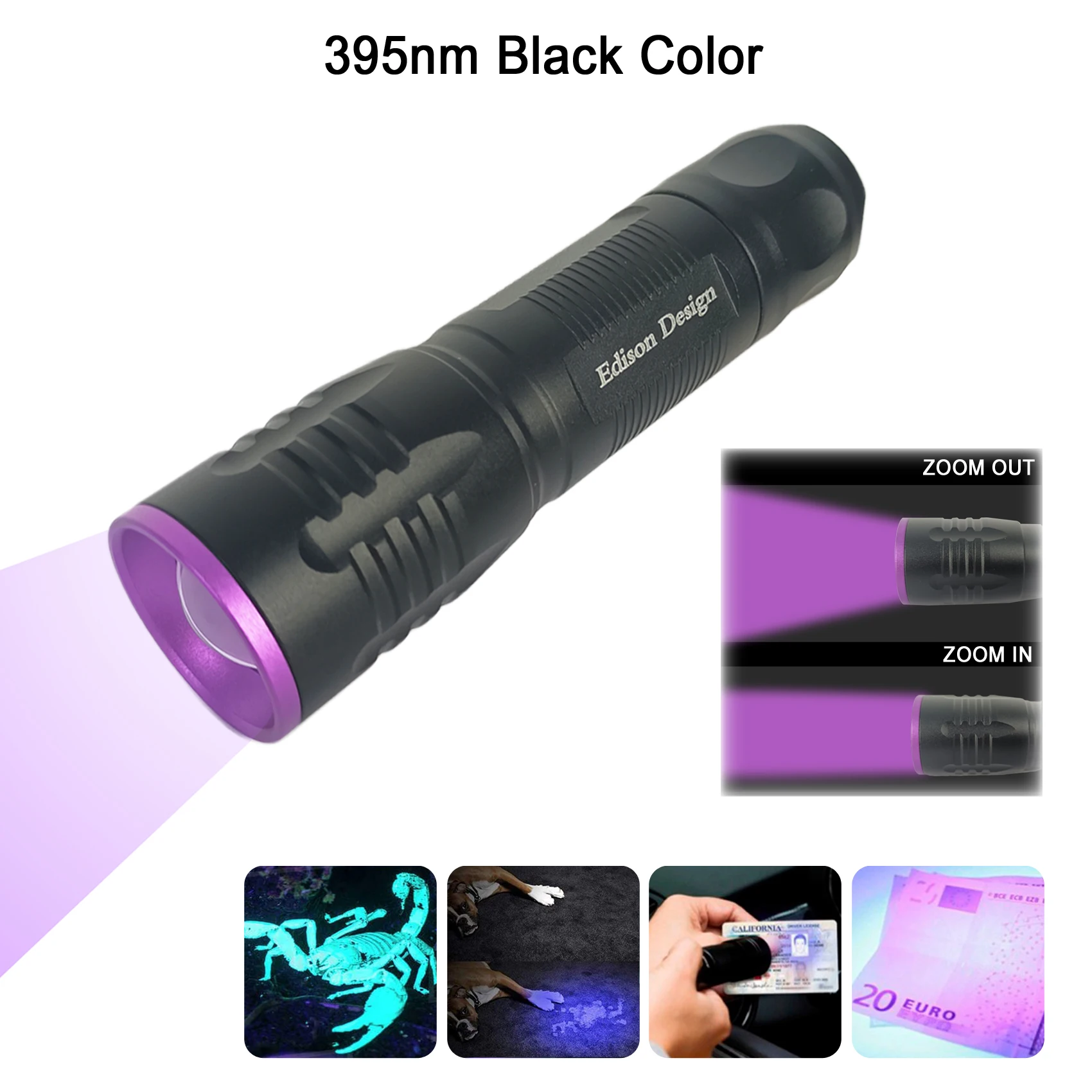 

Ультрафиолетовый фонарик F Aventik, 10 Вт, с фокусировкой, 395 нм, нм, 2 в 1, УФ-детектор для мочи кошек/собак, пятен животных и флуоресцентных агентов