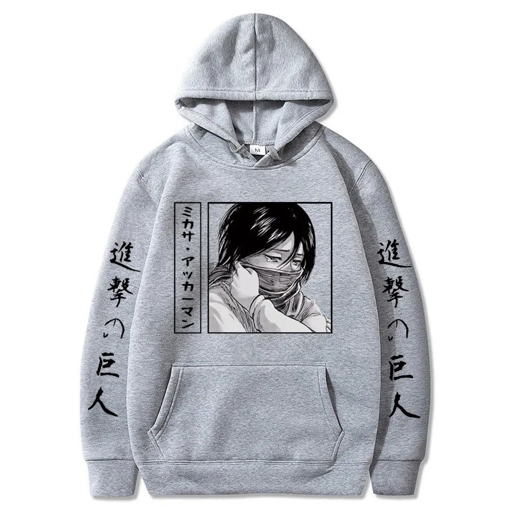 

Anime Mikasa Ackerman Printed Long Sleeve Hipster Hoodie Oversized Hoodie Harajuku Streetwear Attack on Titan Fashion Hoodie Men