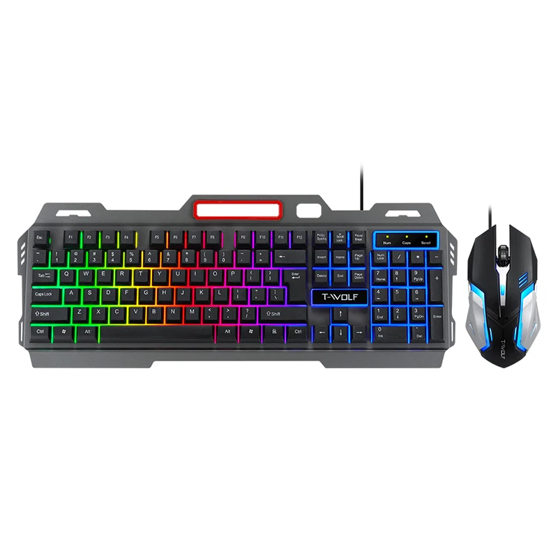 

Wired Gaming Keyboard Mechanical Feeling Backlit Keyboards USB 104 Keycaps keyboard Mouse Waterproof Computer Game Keyboards
