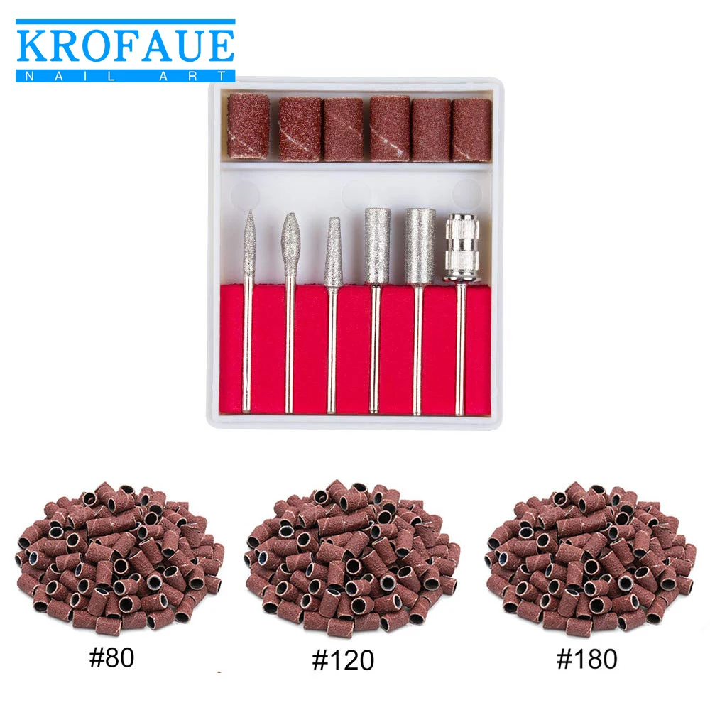 

KROFAUE Nail Drill Bits Set Electric Head Replacement Device For Manicure Pedicure Polishing Mill Cutter Nails Files