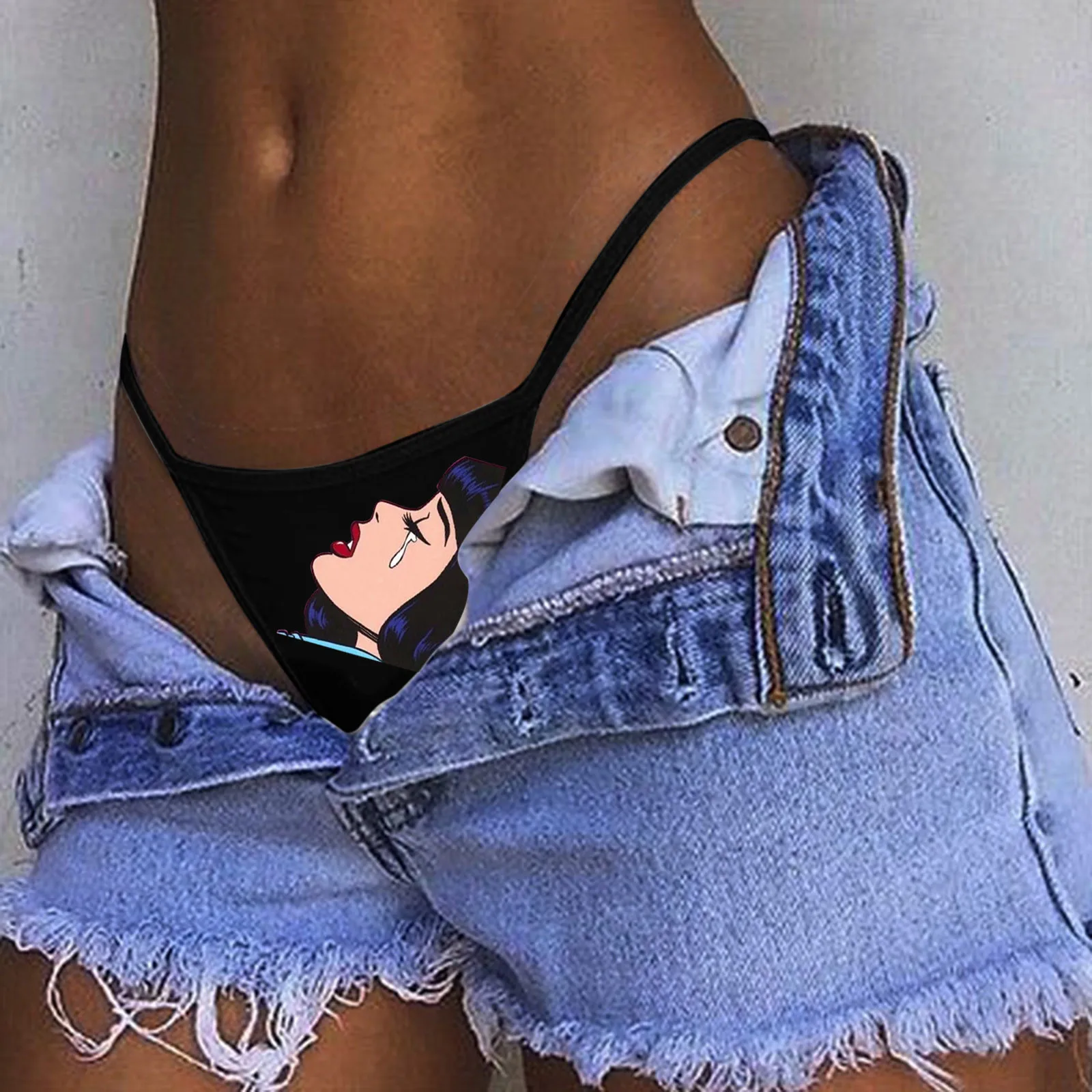 

Plus Size Sexy Underwear Fitness Sports Hip Lifting Panties Thong Low Waist Seamless Briefs Lingerie Women's Funny Print Panties