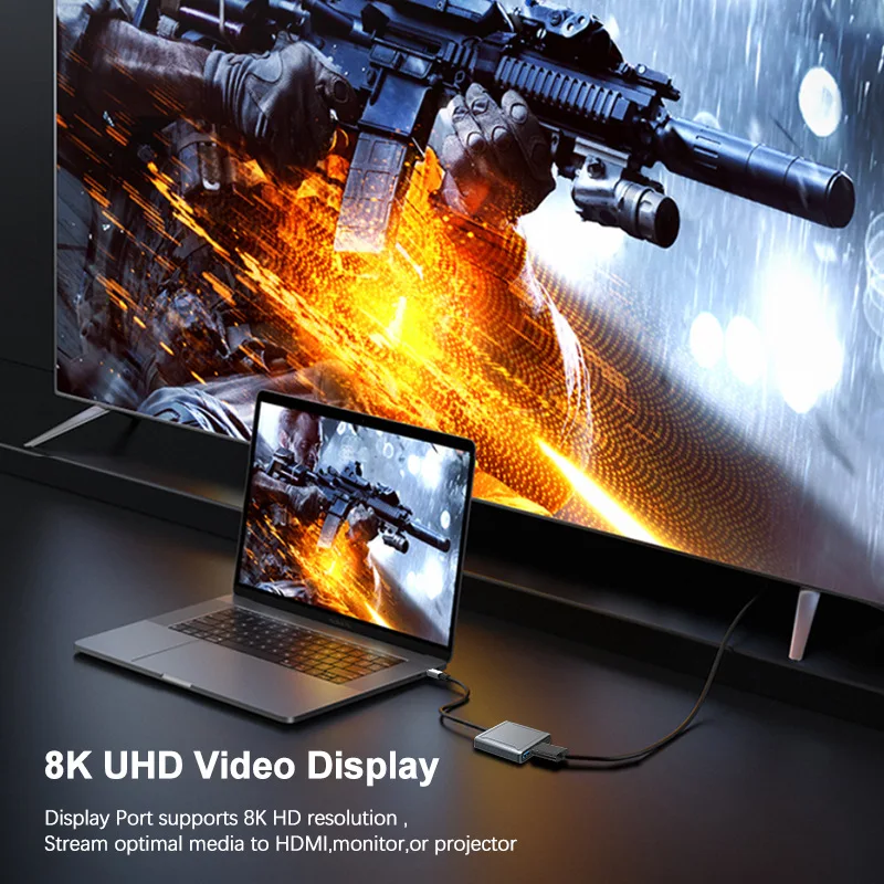 3 в 1 USB Type C док-станция для отображения порта 0 с PD 100 Вт 8K @ 60Hz 4K 144Hz конвертер Mackbook DP