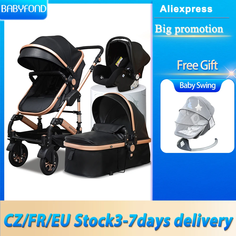 Роскошная детская коляска 3 в 1 Высококачественная модель виде яичницы для