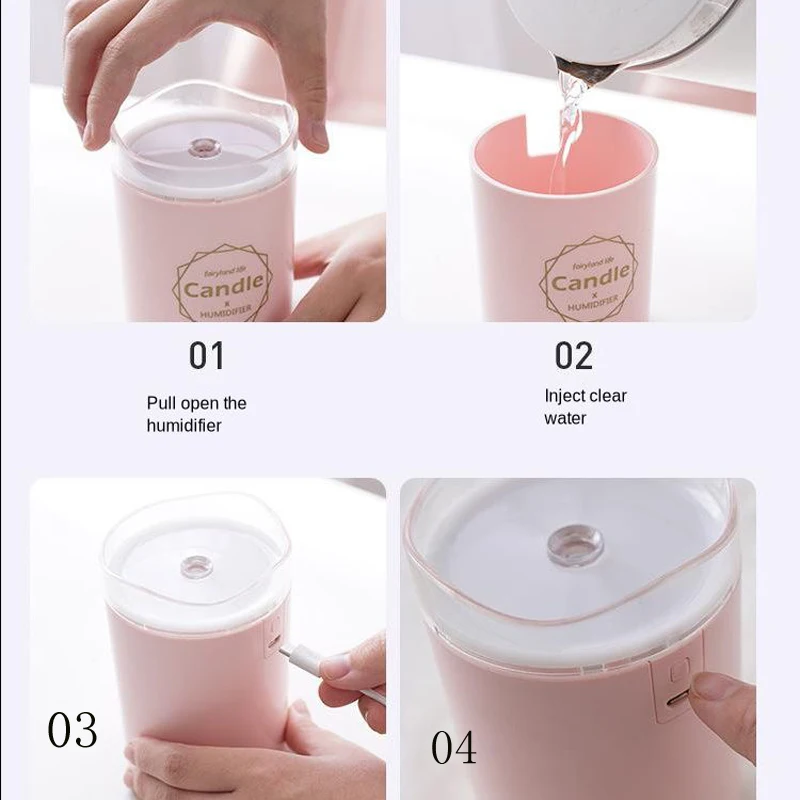 Ультразвуковой увлажнитель воздуха свеча Романтический мягкий светильник USB
