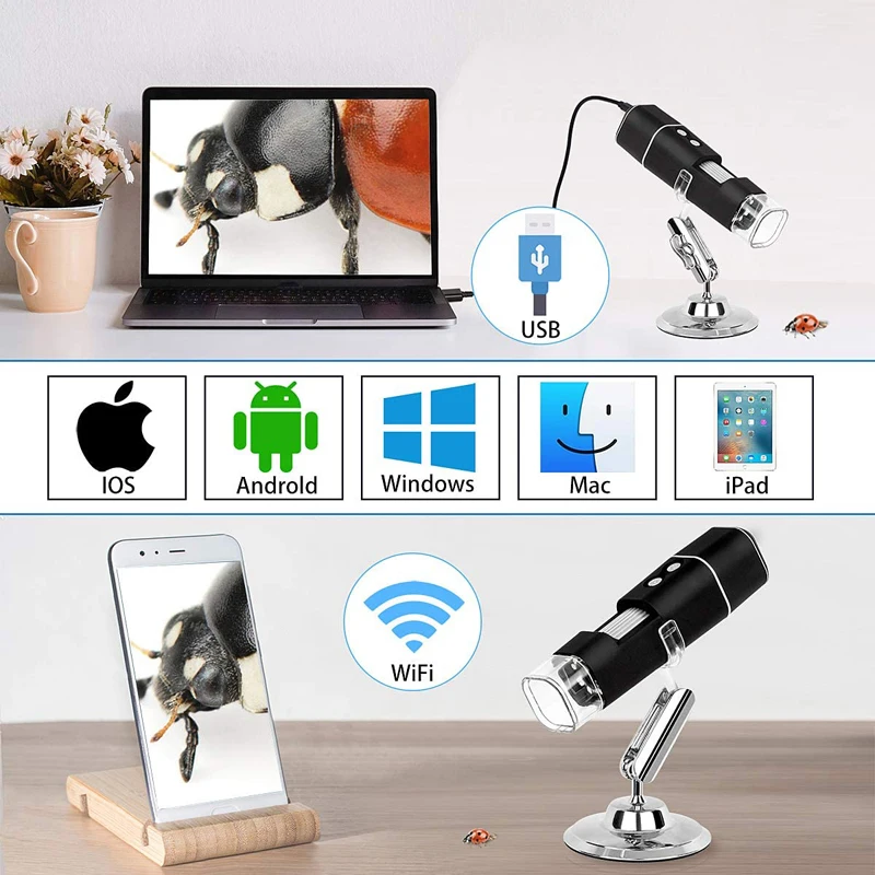 1000X цифровой микроскоп HD 1080P LED USB WiFi эндоскоп фотокамера для смартфона печатная