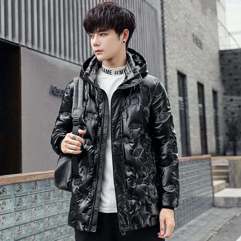 Men Down Jacket  90% White Duck Down Hooded Man High Quality Long Coat Thick Warm Men Down Coats