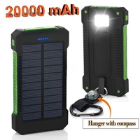 20000mah solar power bank waterproof with led flashlight for xiaomi dual usb external battery charger mobile phone accessories