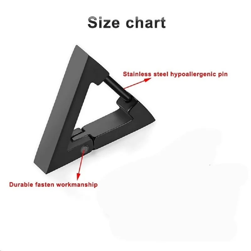

1pc Black Gold Steel Three Colors Fashion Sipmle Men's Punk Rock Stainless Steel Triangle Ear Earrings Jewelry