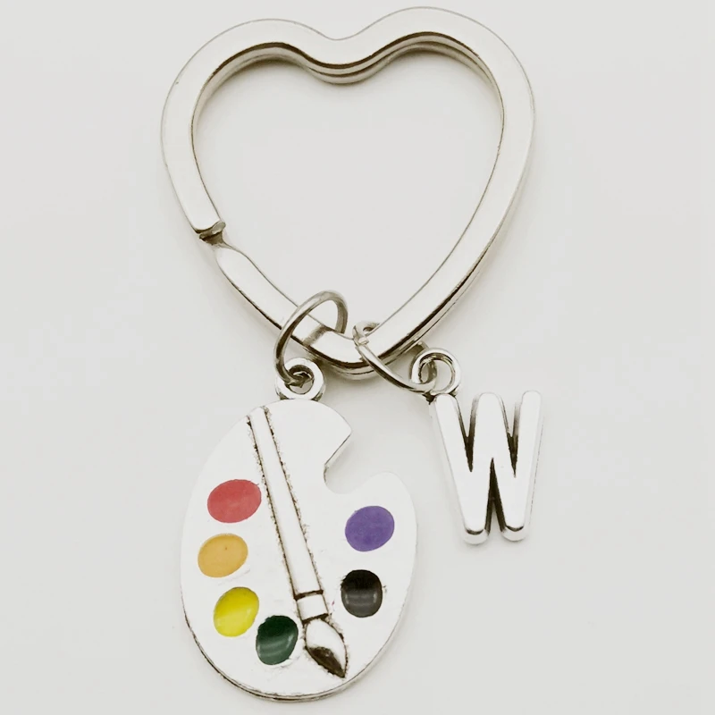 Креативное кольцо для ключей в форме сердца подвеска художника брелок с 26