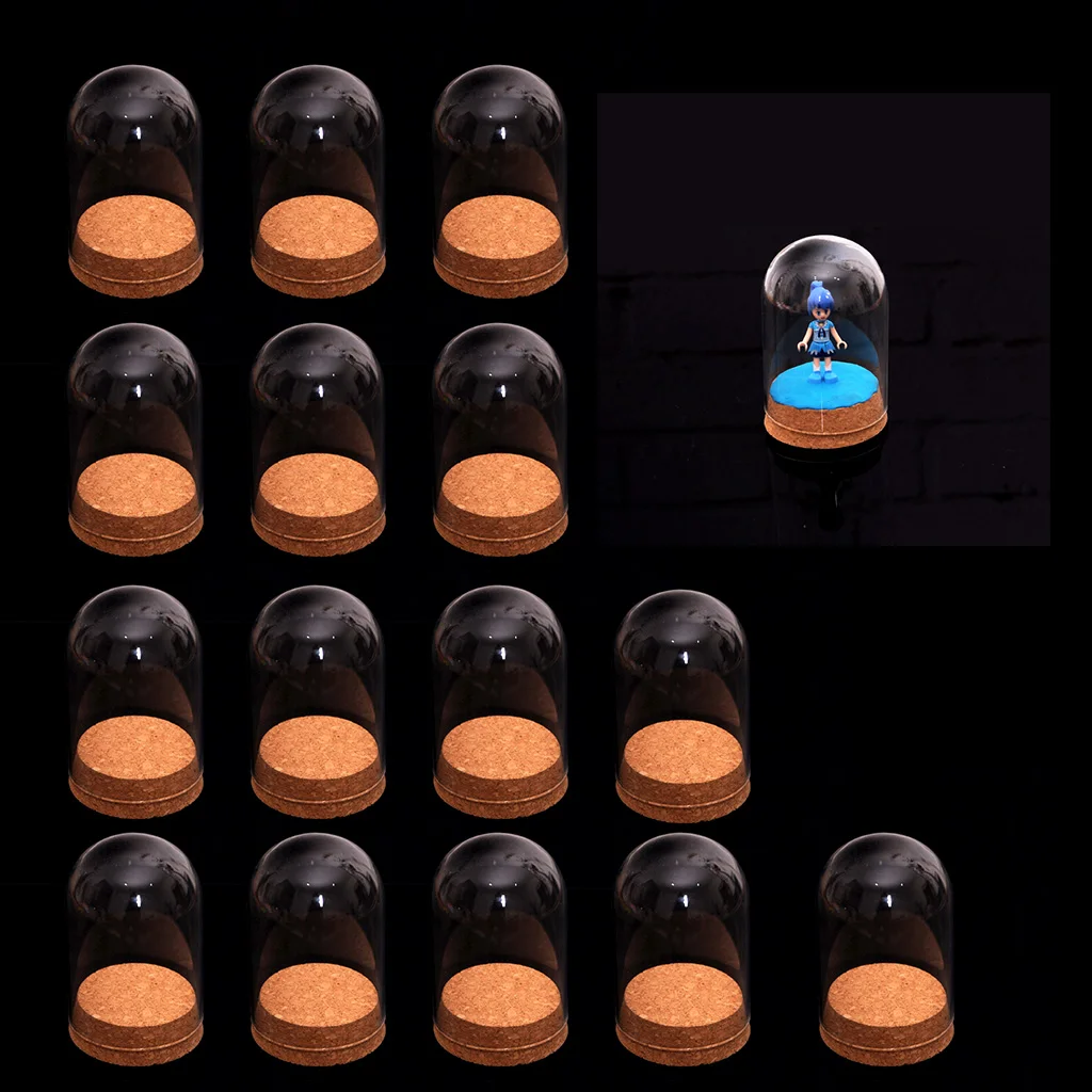 15 шт Мини стеклянный купол крышка цветок кукла игрушка дисплей Клош с деревянная