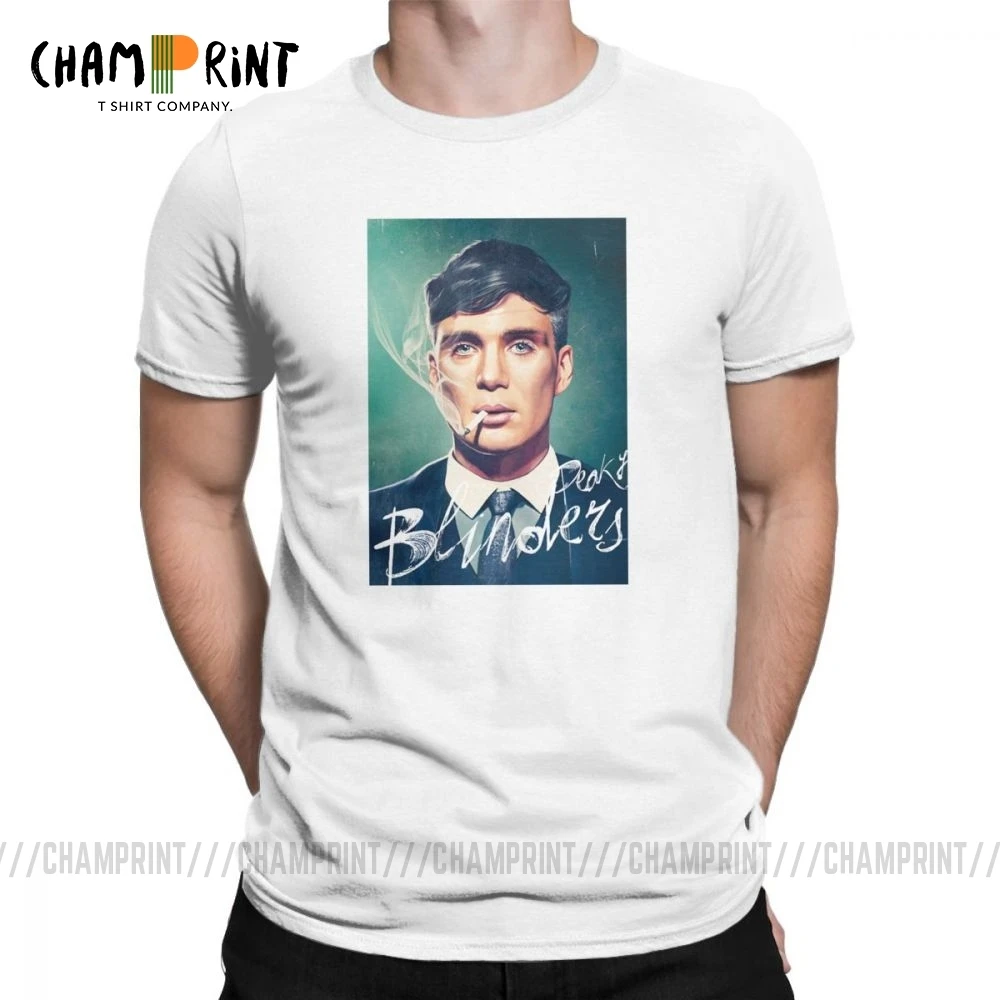 Футболка мужская с коротким рукавом круглым вырезом и надписью Peaky Blinders | Мужская