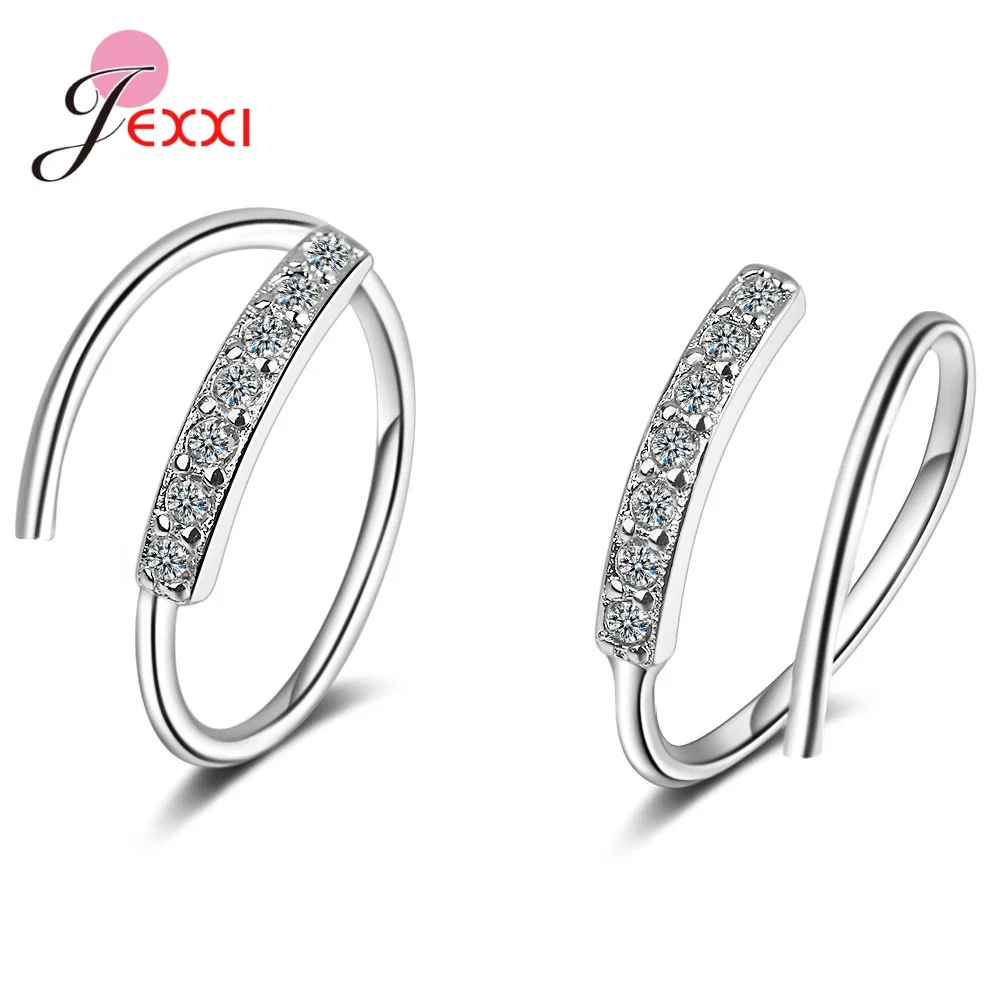 

Creative 925 Sterling Silver Cubic Zirconia Spring Cuff Earring For Women Girl Trendy CZ Stone Birthday Gift Jewelry