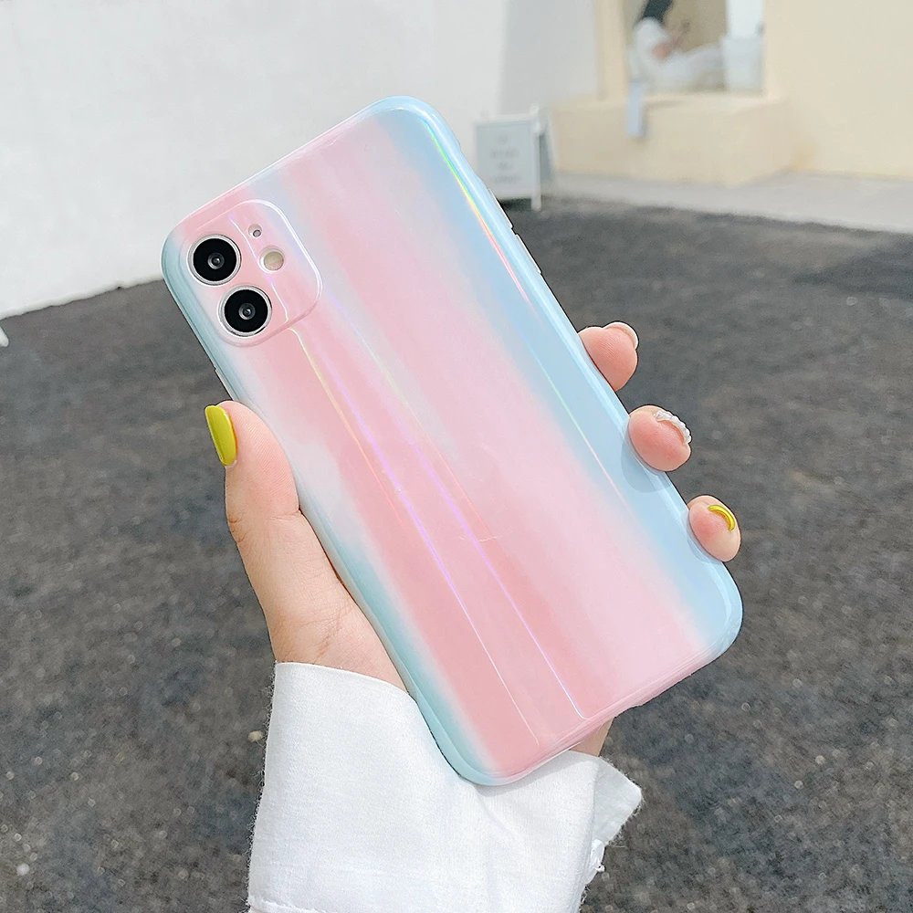LOVECOM Laser Aurora голографический чехол для телефона iPhone 11 Pro Max XR X XS 7 8 Plus SE 2020 мягкий IMD