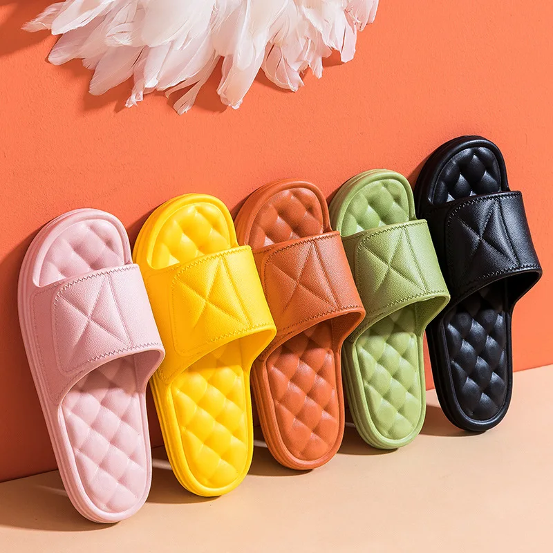 

Women Summer Slippers Thick Bottom Indoor 2021 New Home Slides House Bathroom Non-Slip Soft Massage Sole Cool Slippers