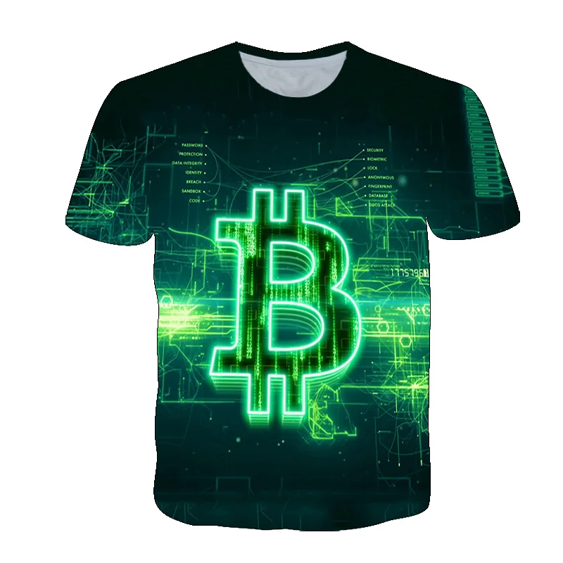 

Summer Boys T-shirt 3D Printing Bitcoin Pattern Short Sleeve Casual Fashion Children's Clothing Cartoon Clothes For Girls