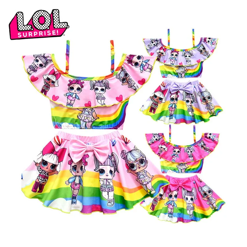 LOL dolls lol оригинальный раздельный купальник для девочек с рисунком радуги детский