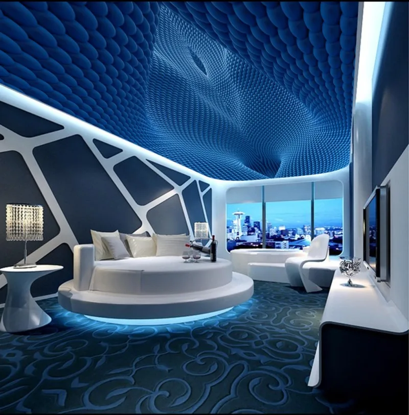 

Photo Wallpaper Living Room Bedroom KTV Ceiling Murals Wallpaper 3D stereo rotating ball dynamic fashion ceiling mural