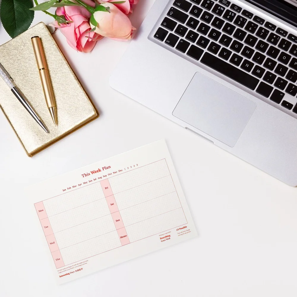 

2Pcs Durable Weekly Planner Memos Tearable Note Pads Life Plan Record Papers