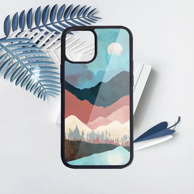 

Mountain Marble Moon pattern Phone Cases PC for iPhone 11 12 pro XS MAX 8 7 6 6S Plus X 5S SE 2020 XR Luxury brand shell funda