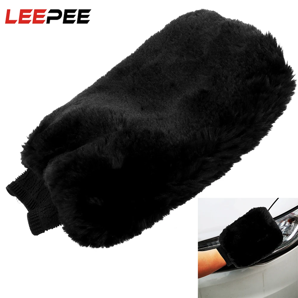 Мягкие перчатки LEEPEE из искусственной шерсти для чистки автомобилей с высоким
