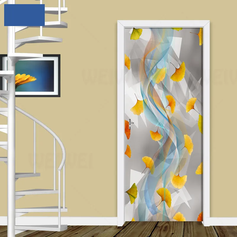 

Ginkgo Leaf Abstract Background Streamline Decoration Home Decals Living Room Bedroom Decoration Door Stickers Abstract Decor