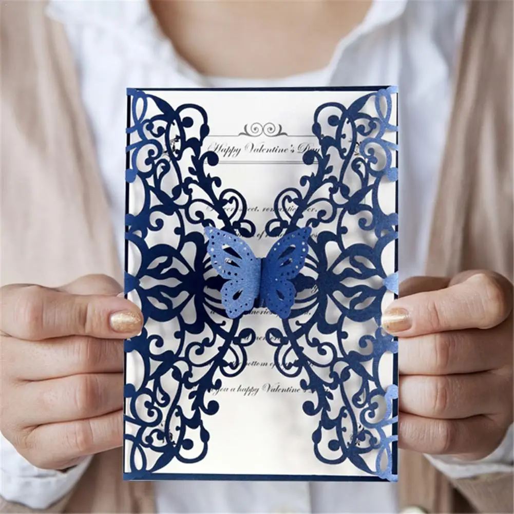 10 шт./компл. Европейский Стиль кружевное свадебное платье Приглашения бабочка