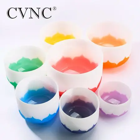 CVNC "-12" чакра настроенная Набор из 7 шт матовые кварцевые хрустальные поющие чаши - Цвет: 440Hz