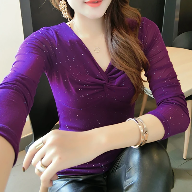 

European Style Tshirt Women 2020 New Spring Cross V-neck Leopard Slim Bodycon Shirt Top Women's Basic Tops Long Sleeve T-shirt